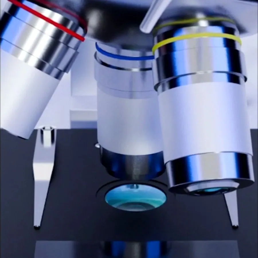 The objective lens over a sample